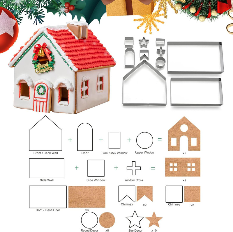 Gingerbread House Cookie Cutters, Christmas House Cookie Cutter Gingerbread Cook