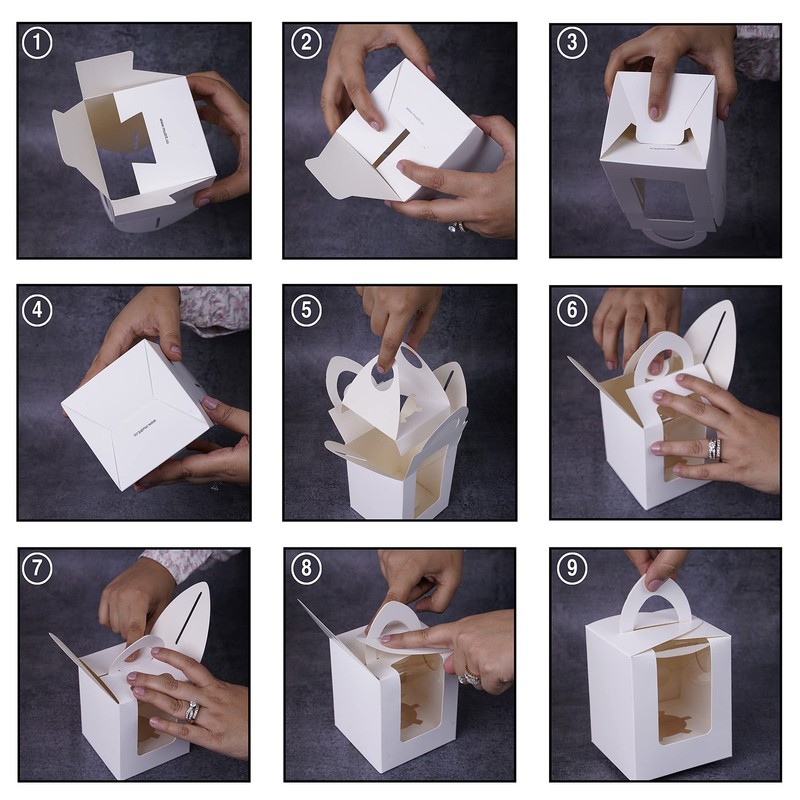 50pcs Individual Cupcake Boxes Single Containers Carriers with Handle Clear gallery