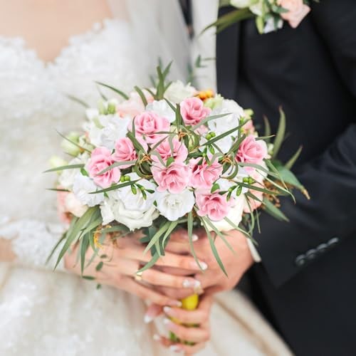 50pcs Mini Roses Artificial Flower Heads, 1.6” Small 1.57 Inch Pink and White gallery