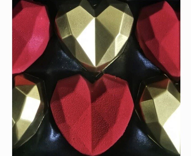 BWB 9836 ❤️ 3 Piece Geometric Facet Heart Hot Chocolate Mold FAST USA ❤️❤️❤️❤️