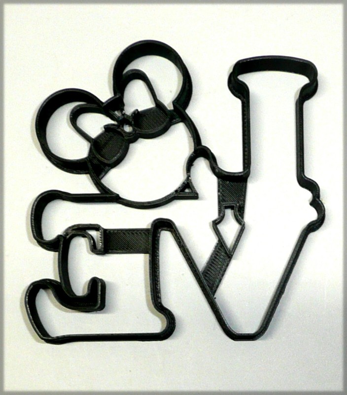 MINNIE MOUSE HEAD LOVE WORD LETTERS VALENTINE WEDDING COOKIE CUTTER USA PR3327