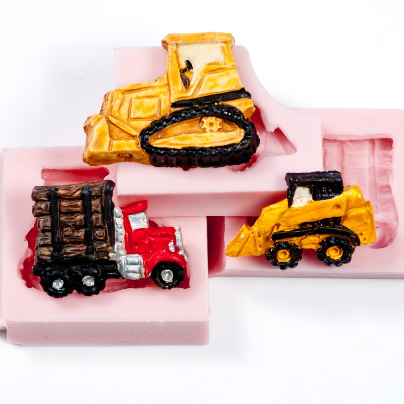 Construction Equipment Silicone 3 Mold Set Fondant Chocolate Resin Clay (208