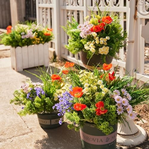 23Pcs Outdoor Artificial Boxwood UV Resistant Fake Stems Plants, Faux Spring gallery