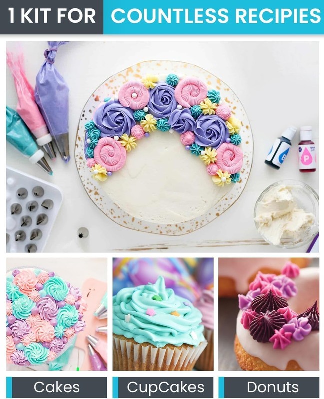 74 PCs Icing Piping Bags and Tips Set, Cake Decorating Kit with 48-Numbered P... gallery