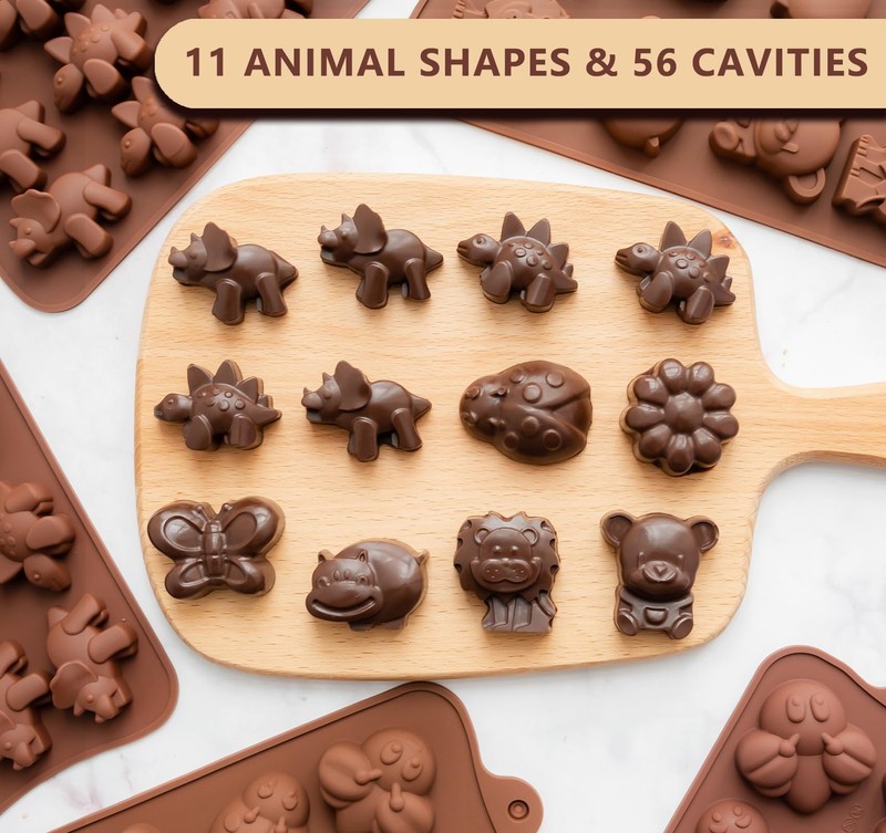 6 PCS FoodGrade Silicone NonStick Animal Shape Chocolate Candy Mold Set gallery