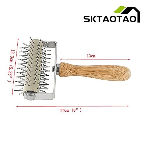 Pizza Dough Roller Docker Wood Handle Stainless Steel Cookie Cake Pastry Tool gallery