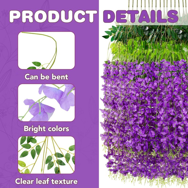 Alotiki Wisteria Hanging Flowers Fake Garland Home Wedding Arch Floral Party Gar gallery