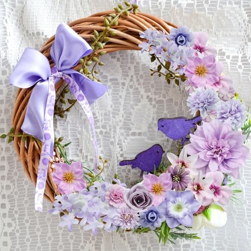 QUOZUO Artificial Flower Heads, Mini Silk Roses Peonies Daisy Floral Purple gallery