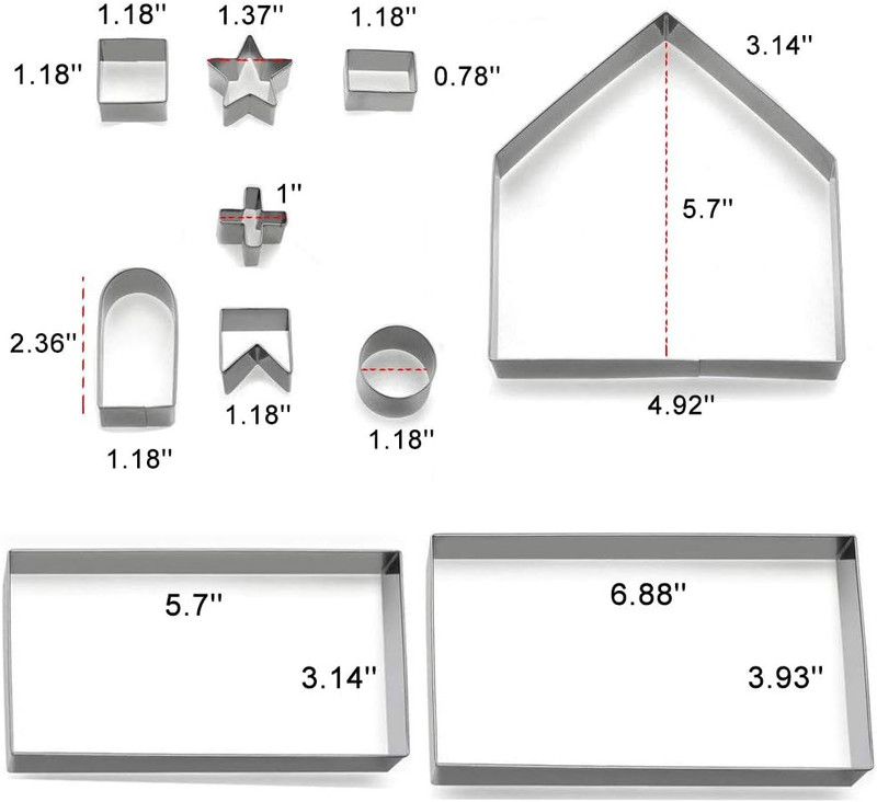 Gingerbread House Cookie Cutter Set, Kit, Christmas Silver gallery