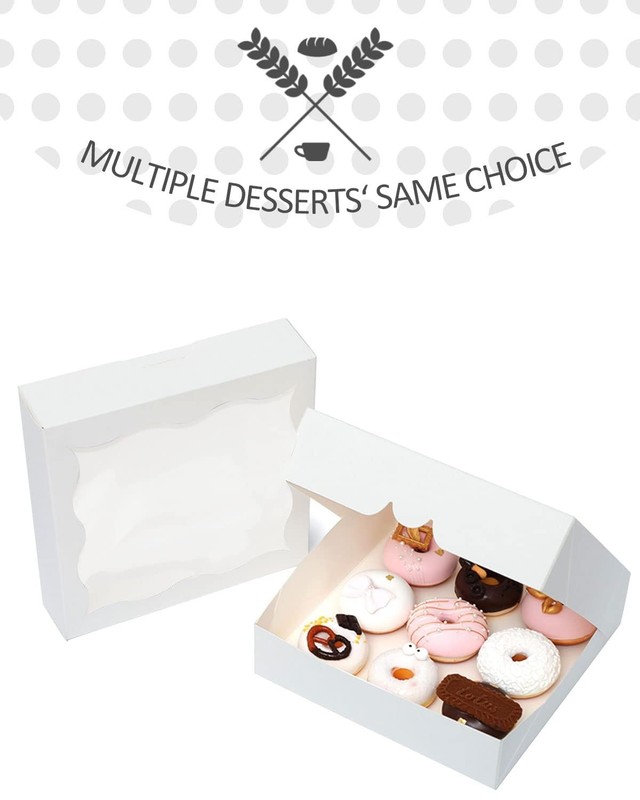 12 PCS White Pie Boxes With Window 12x12x3 Inch AutoPop Up Bakery Box gallery