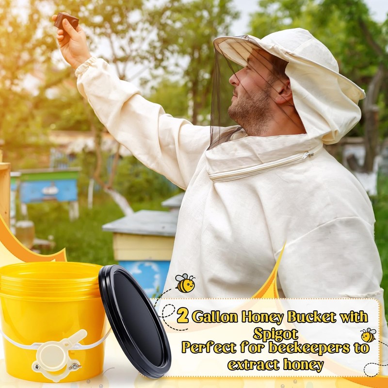 3 Pcs 2 Gallon Honey Bucket with Gate Honey Extractor Equipment Food Grade Bu... gallery