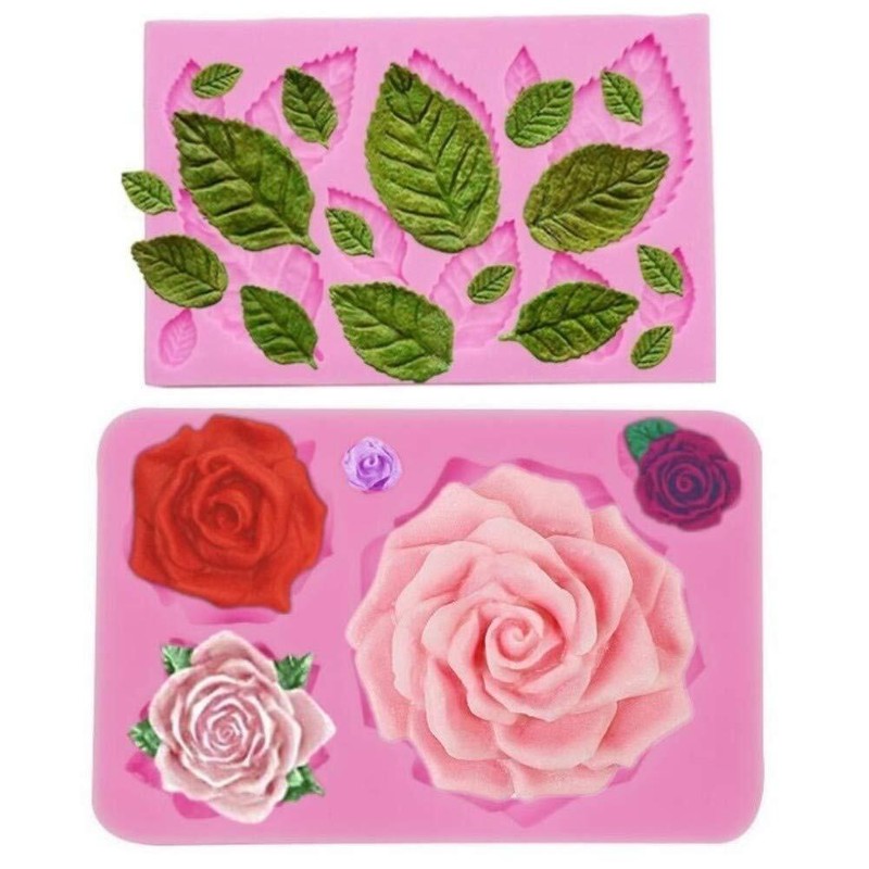 Large Rose Flower Fondant Mold Silicone Leaf Mold for Cake and Craft Projects