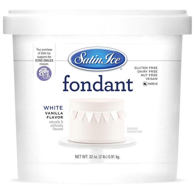 2 lb White Fondant - Vanilla Flavor, Allergen Free & Kosher Certified gallery