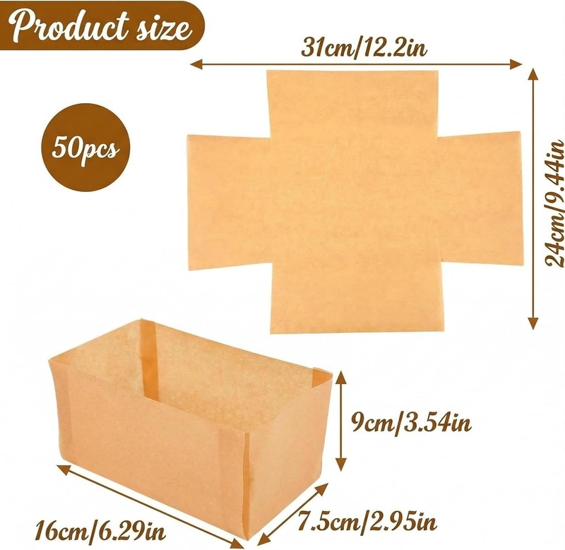 50Pcs Loaf Pan Liners Baking Bread 6x3in Non-Stick Pre Cut Unbleached Parchment gallery