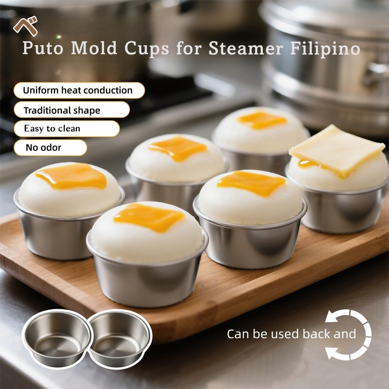 WPffvv 24 Pcs Puto Mold Cups for Steamer Filipino Stainless Steel 3.1" x 1.2... gallery