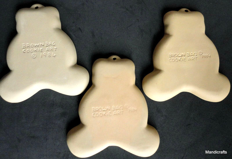 Stone Shortbread Mold 6in Teddy Bear x 3 Brown Bag Cookie Art 1984 Baking Craft gallery
