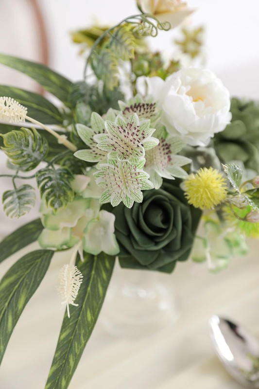 rongflower Forest Green Fake Rose Silk Flowers Combo Box Set Decor gallery
