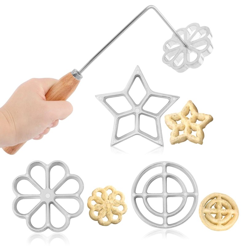 3Pcs Rosette Iron Set,Bunuelos Mold with Handle,Aluminum Alloy Bunuelos Cooki…