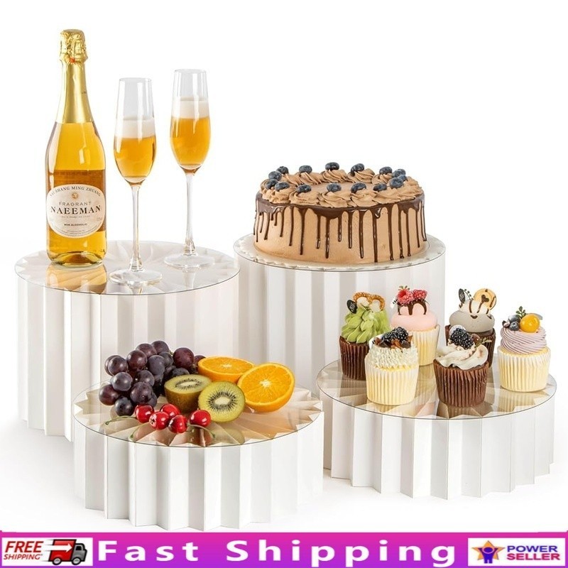 Elegant White Buffet Risers Display Stands Strong Durable Easy Assembly Events