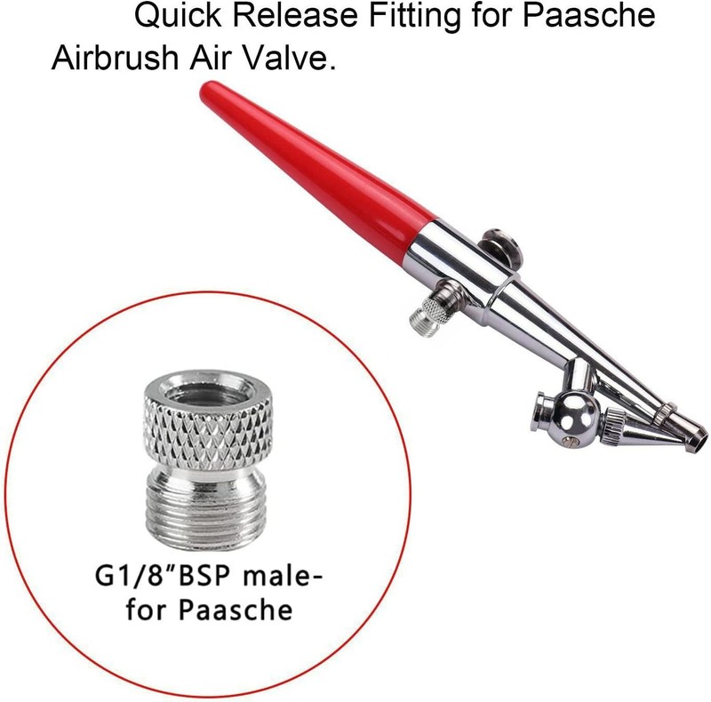 1/8" Male Airbrush Conversion Adaptor,Airbrush Hose Adaptor KIT 1, Silver gallery