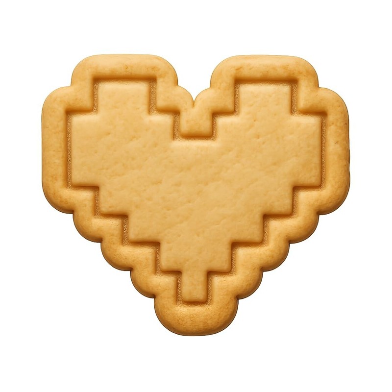 Y2K Nostalgia: Pixel Heart Cookie Cutter & Stamp, Fondant & Clay - 4x3.7