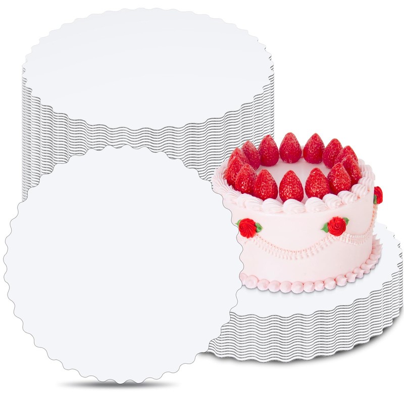 Cake Boards 6 inch Round, White Scalloped Edges Food Graded Greaseproof Cake …