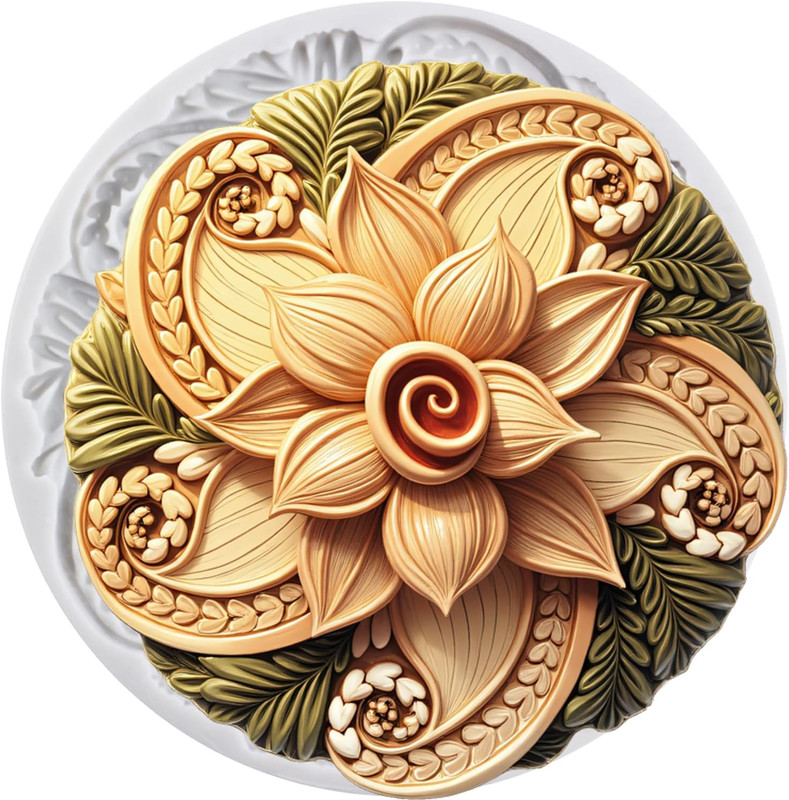 Baroque Relief Flower Embossed Silicone Mold Curlicues Scroll Lace Filigree