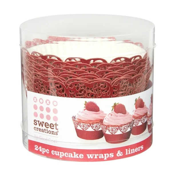 Goodcook Sweet Creations Cupcake Wraps & Liners – Red Hearts Valentine Love 48pc