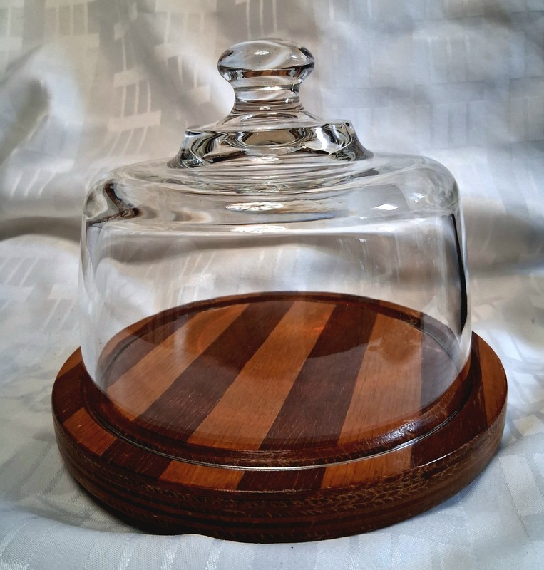 Vintage MCM Wooden Entertaining Lot Cake Stand Cheese Dome Walnut Napkin Holder gallery