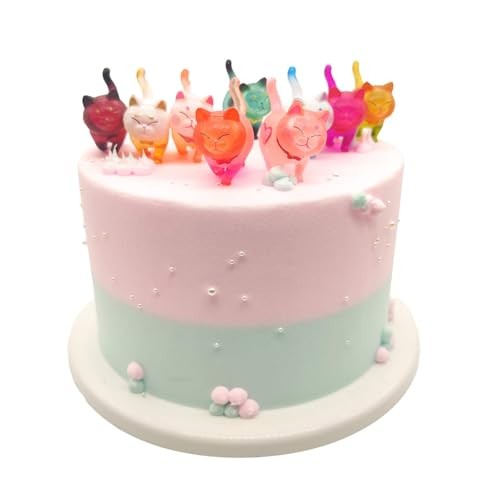 9 Pcs Cute Miniature Cat Figure Animal Cat Characters Decor Mini Colorful