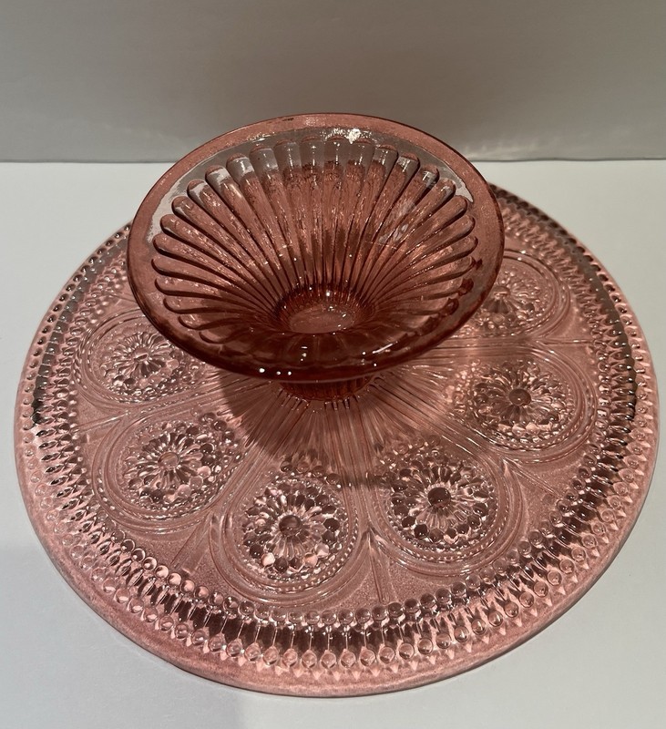 Amici Pink Footed Glass Cake Stand 7.5" x 2" – Dessert Display Pedestal gallery