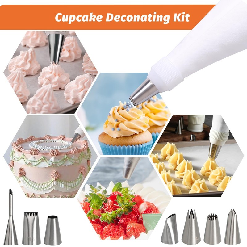Piping Bags and Tips Set, Frosting Piping Kit for Baking with Pastry Bags and... gallery