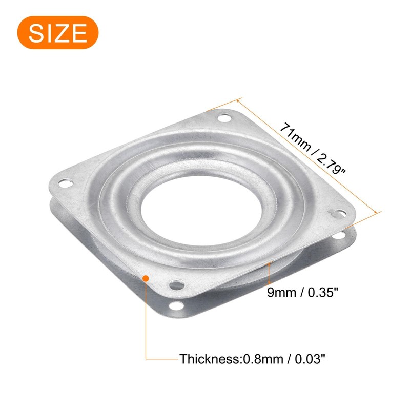 2.7 Inch Metal Turntable 360 Degree Stand Silver 2pcs gallery