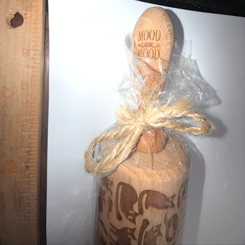 Mood Wood 17" CATS rolling pin Wooden Laser Cut Pattern Design gallery