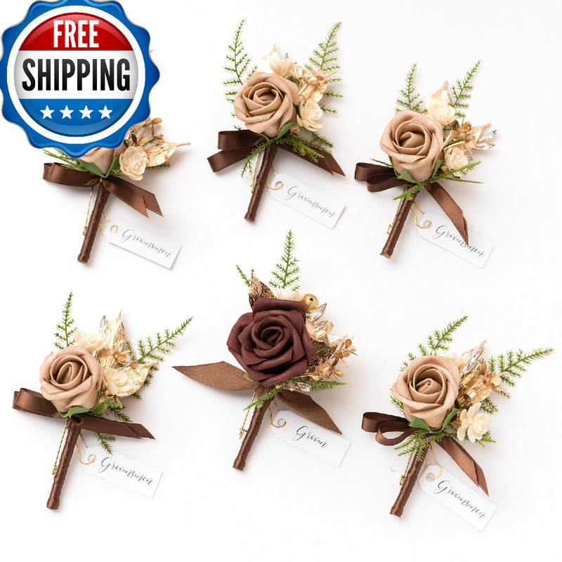 Ling’S Moment Lings Moment Boutonniere For Men 6Pcs Groom Groomsmen Boutonniere