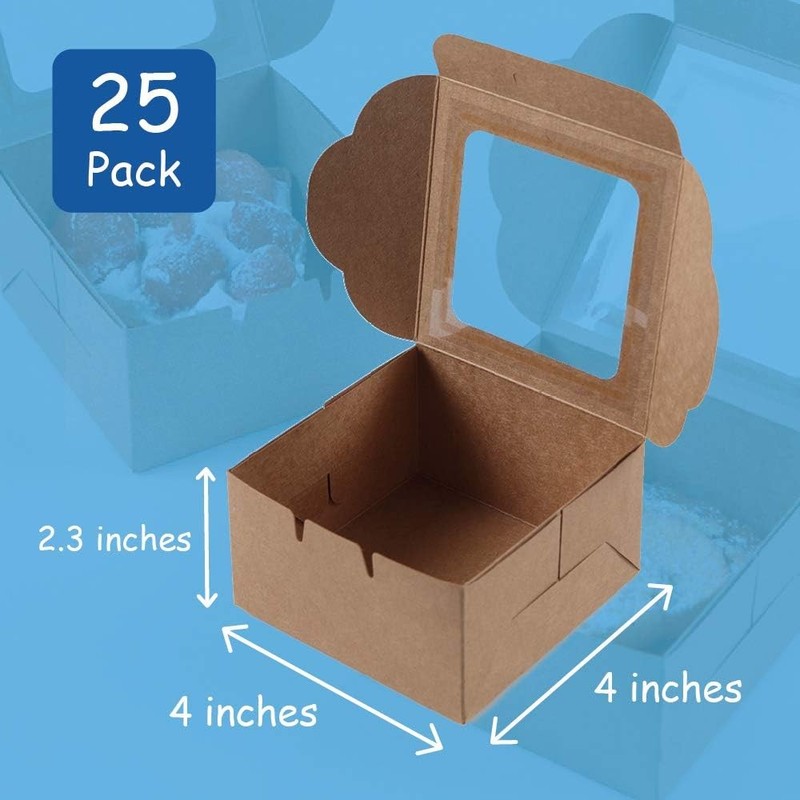 Bubbley Kraft Paper Bakery Boxes - 25-Pack Single Pastry Box 4-Inch, Packaging gallery