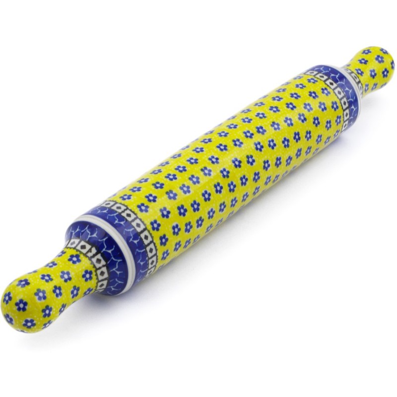 Polish Pottery Rolling Pin 18-inch Sunburst Daisies Handmade in Boleslawiec