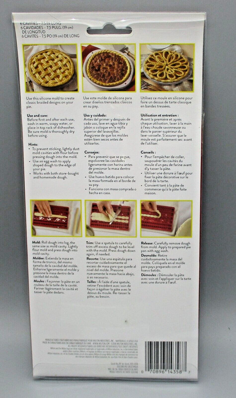 WILTON~6 Cavities 7.5" Length Red Silicone Pie Crust Mold gallery