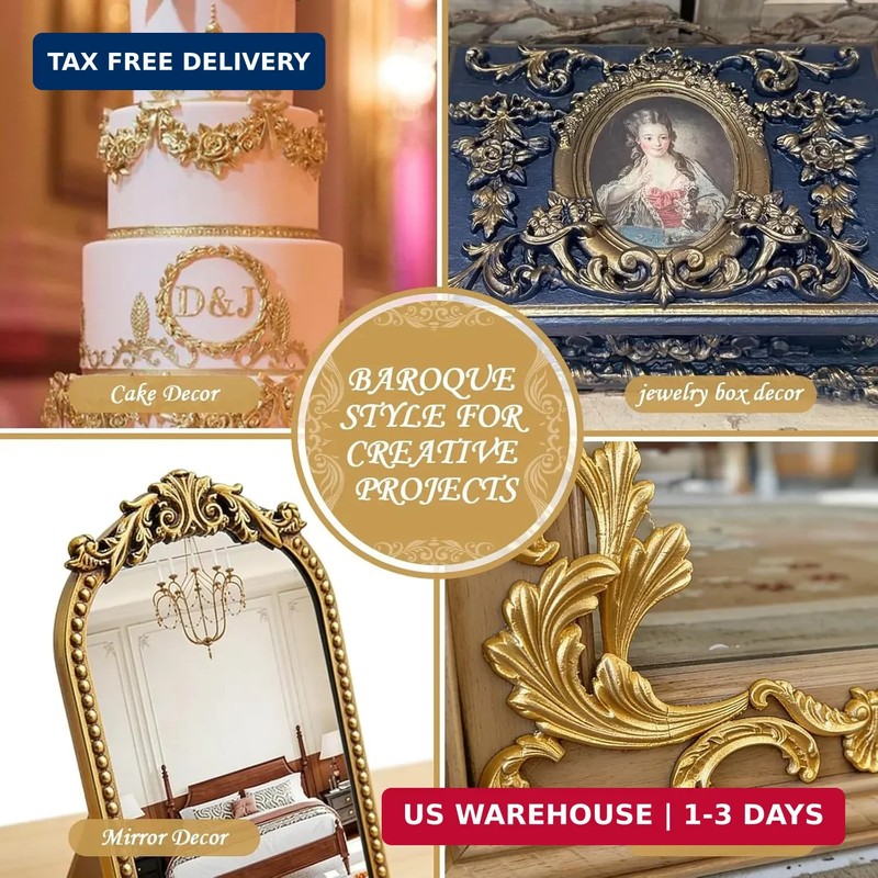 HKNMTT Baroque Style Silicone Molds Curlicues Scroll 3D Border for Clay Fondant gallery