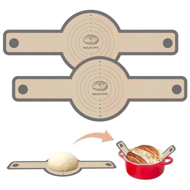 Koolstuffs Silicone Bread Sling for Dutch Oven, 2 PCS 2Pack Round, Gray