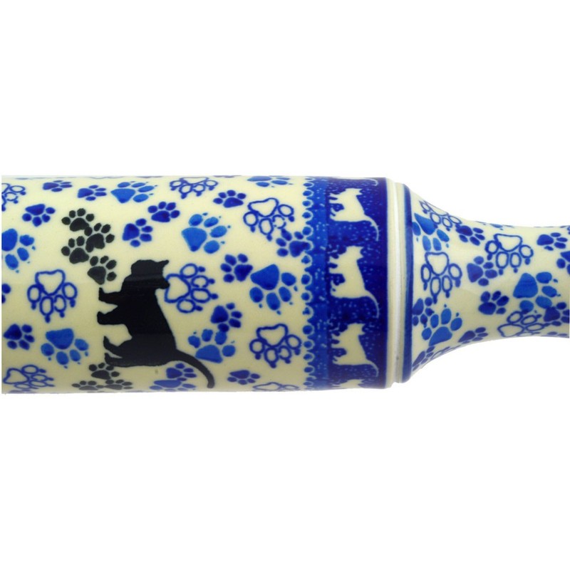 Polish Pottery Rolling Pin 18-inch Kitty Prints Handmade in Boleslawiec Poland gallery