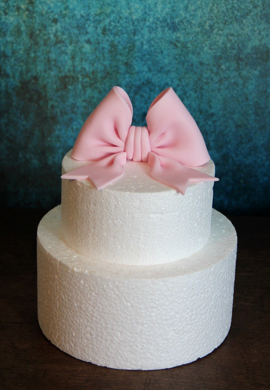 Handmade fondant 5" bow with ribbons cake topper gallery