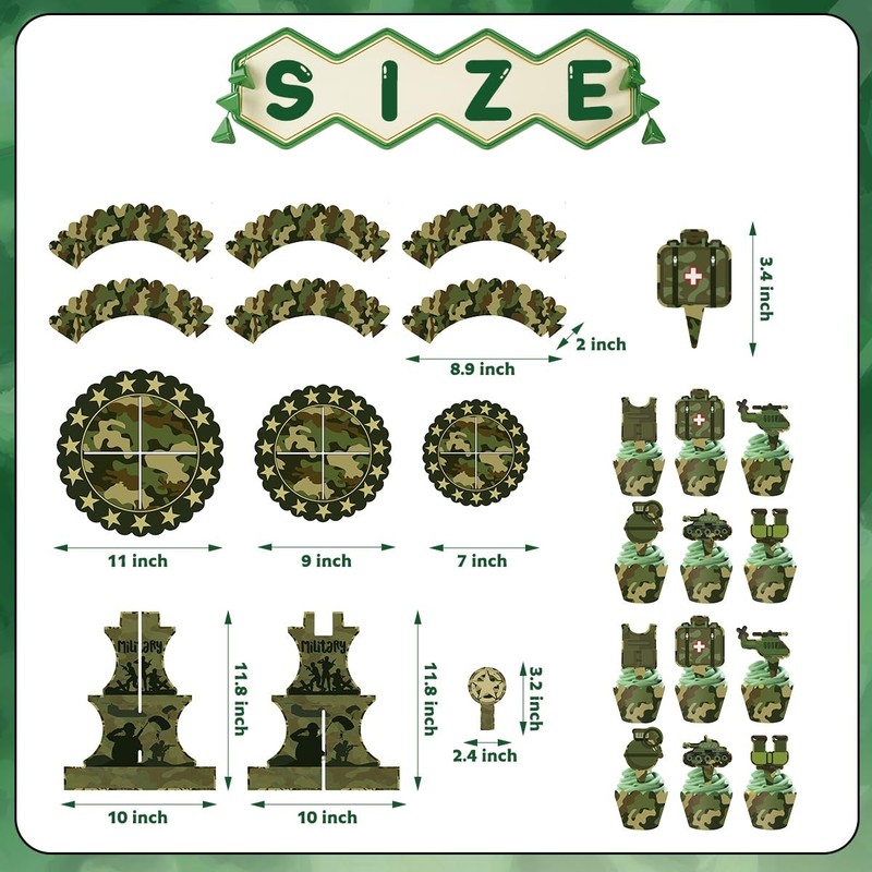 Military Camouflage Cupcake Stand Set 3-Tier Green Camouflage Cardboard Cup c... gallery