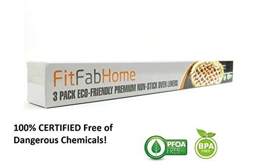FitFabHome 3 Pack Large Non Stick Oven Liners Mat BPA and PFOA 3 Pack, Black gallery