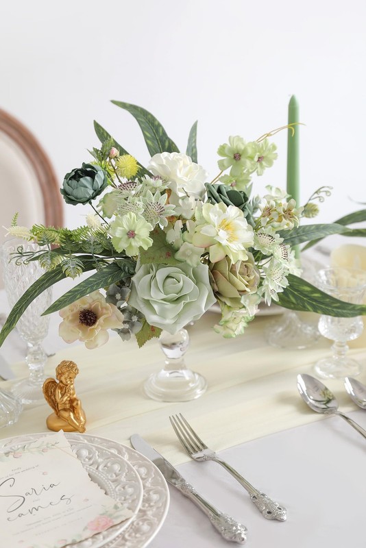 rongflower Forest Green Fake Rose Silk Flowers Combo Box Set Decor gallery