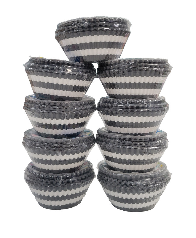 Great Value Bulk Cupcake Liner Set: Black and White Striped 75ct – 9 pack