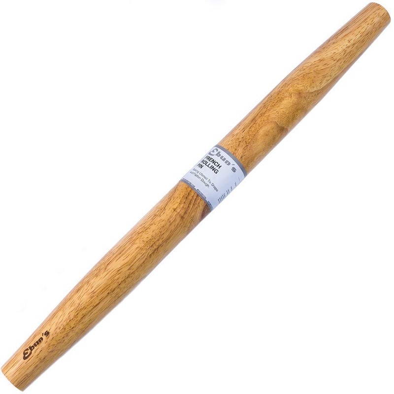 French Rolling Pin – 18 Inch Wooden Dough Roller for Baking Pizza, Pie Crust,…