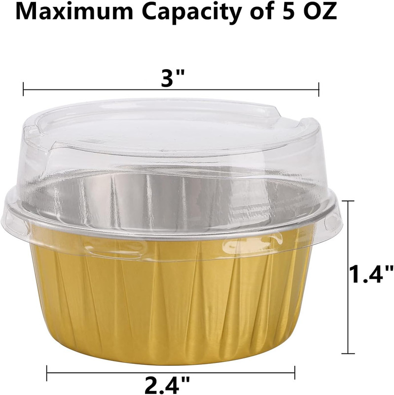 DEAYOU 100-Pack Aluminum Foil Baking Cups with Lids, 5Oz Disposable Muffin Cupca gallery