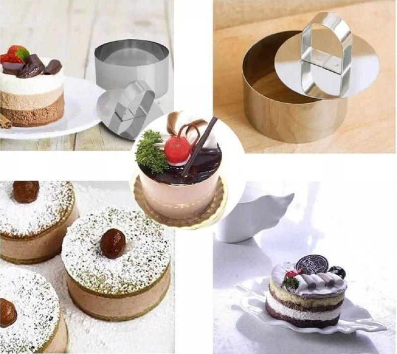 Set of 6 Stainless Steel Cake Rings Mousse Rings Rice Ball Molds with Push Plate gallery