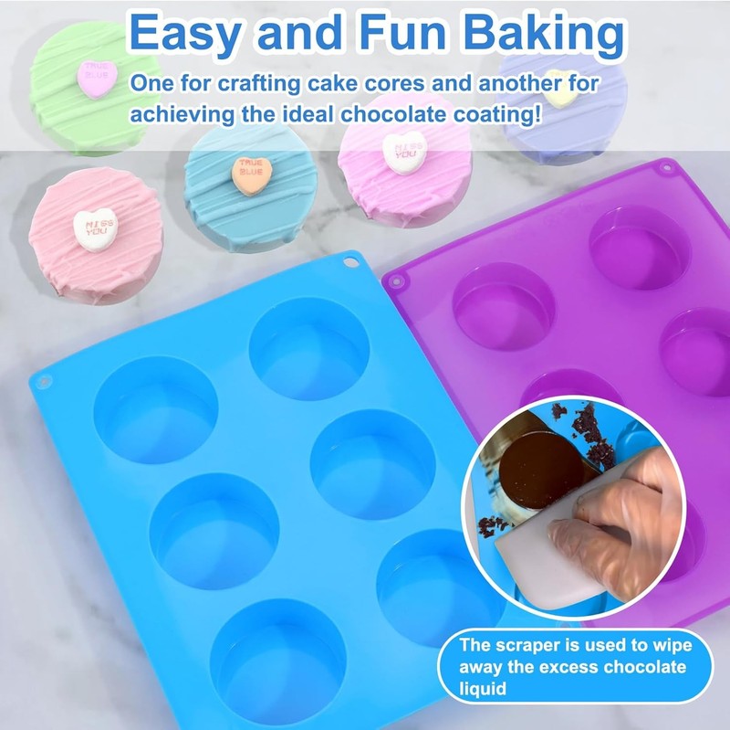 Silicone Cake Puck Mold Set,Chocolate Covered Flat Cake Pop Mold Cookie Candy gallery